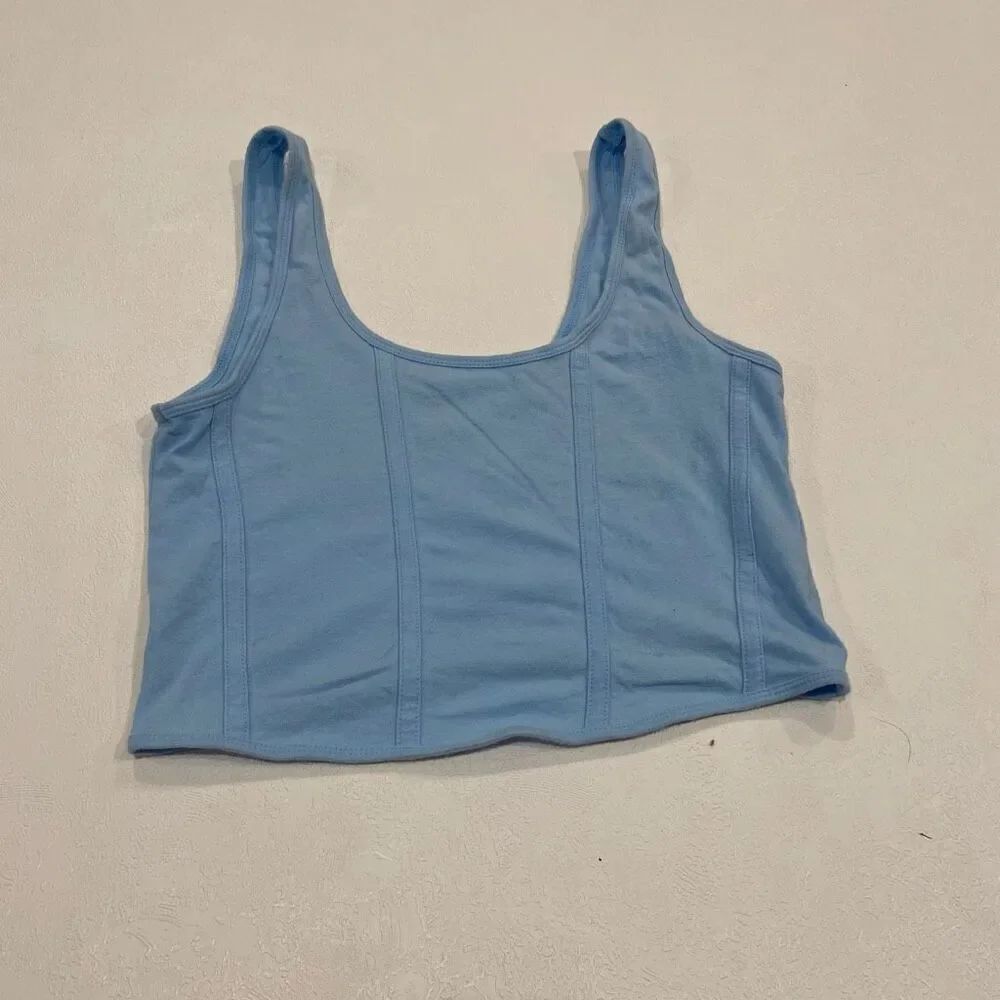 Pacsun PAC Cares Blue Seam Detail Crop Tank Top Women’s Size Medium